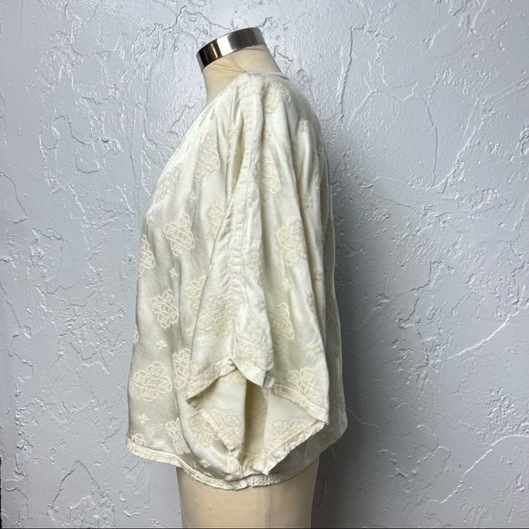 Johnny Was Vevina Satin Cream Shirt M - Picture 7 of 9